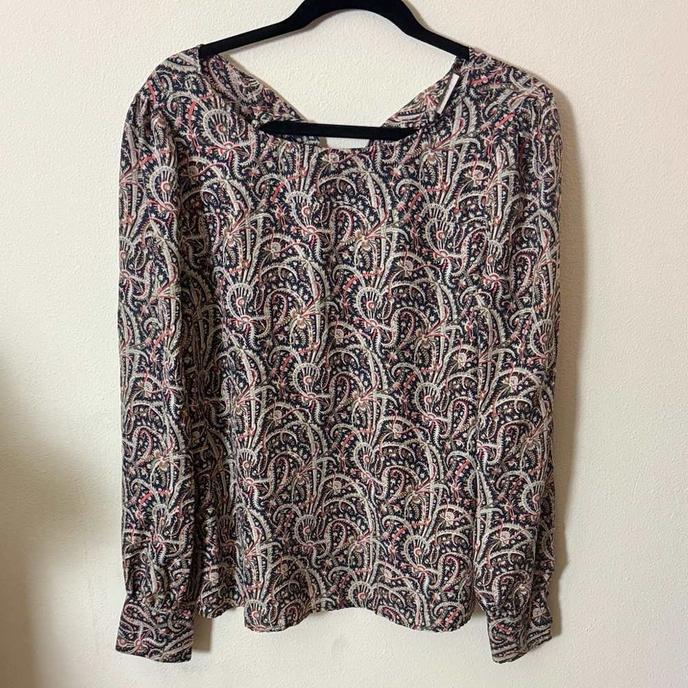 J Crew Paisley Print Long Sleeve Blouse